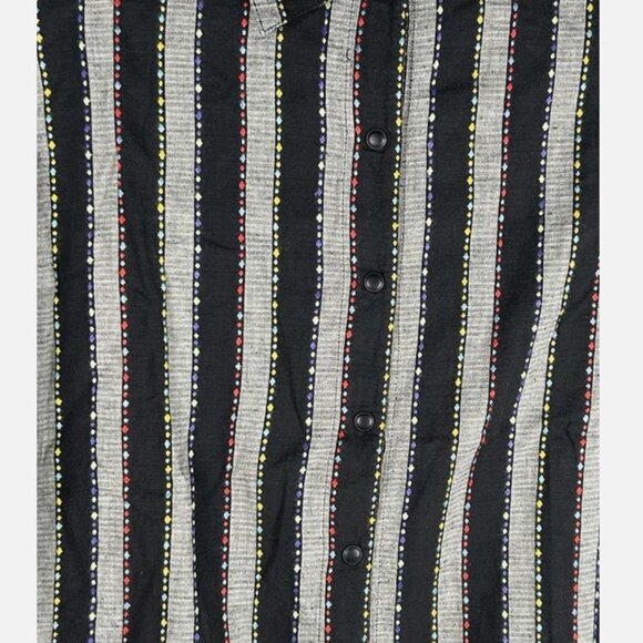 Vintage Esprit Striped Embroidered Snap Front Top Sz L Cotton Rayon Southwestern - Picture 3 of 5